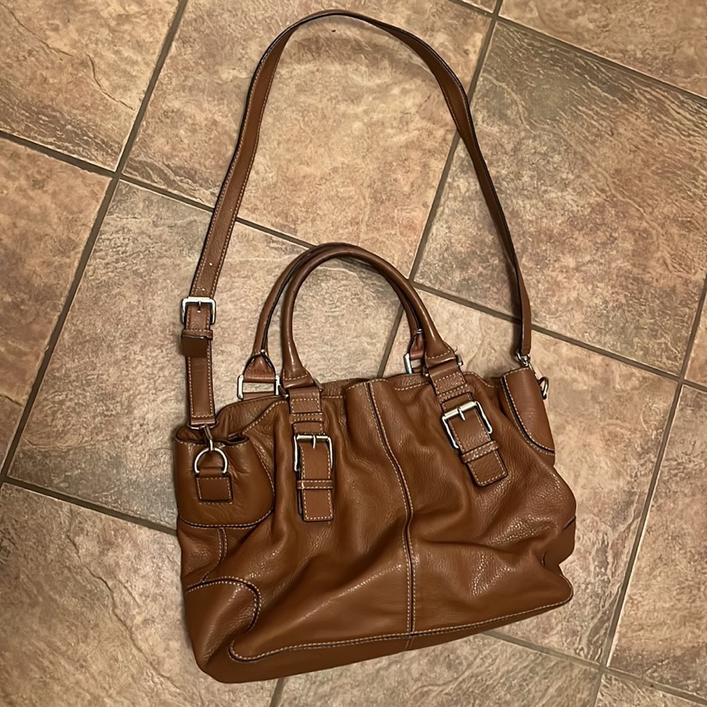 Michael by Michael Kors Brown Leather Satchel Crossbody - Picture 7 of 10